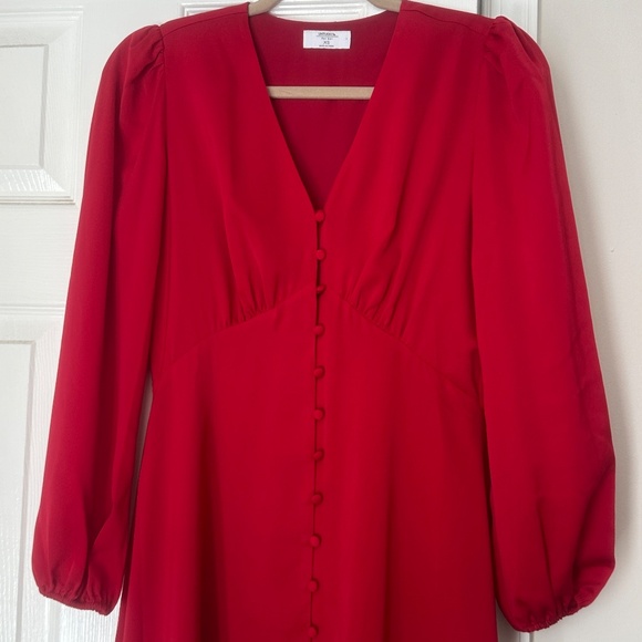 UNtuckit for Her Women's Red Satin V Neck Dress Malorie size XS Extra Small - Picture 3 of 10